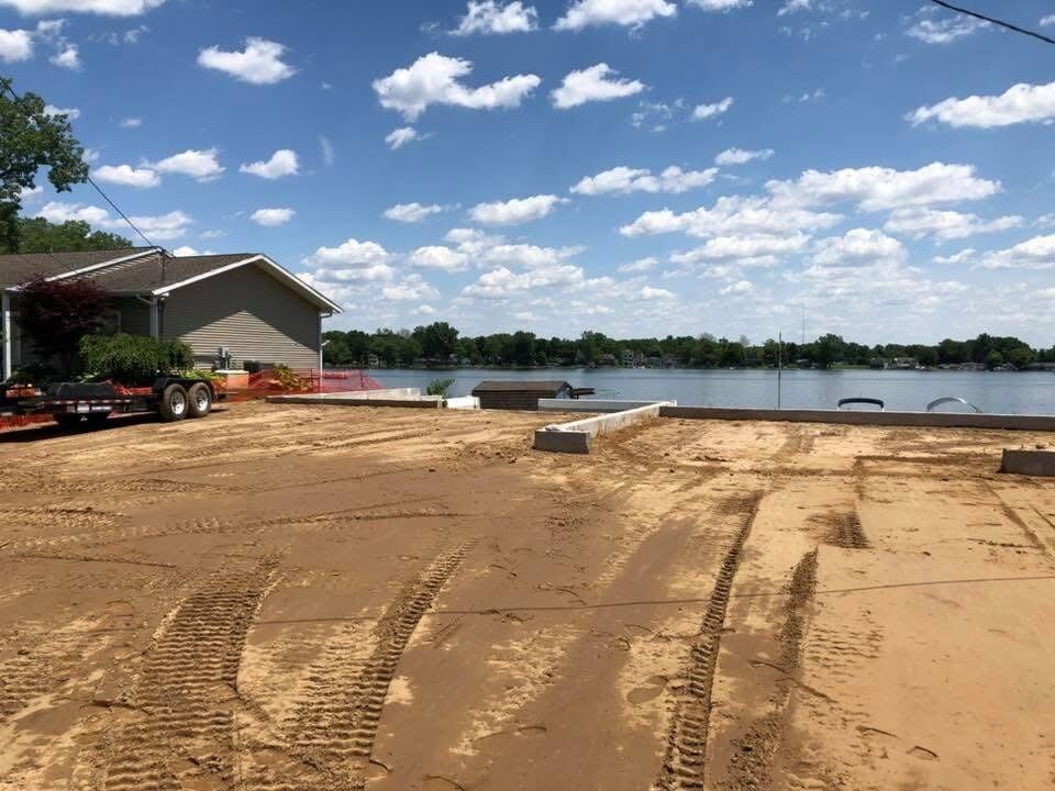 Lakefront lot graded and prepped for construction